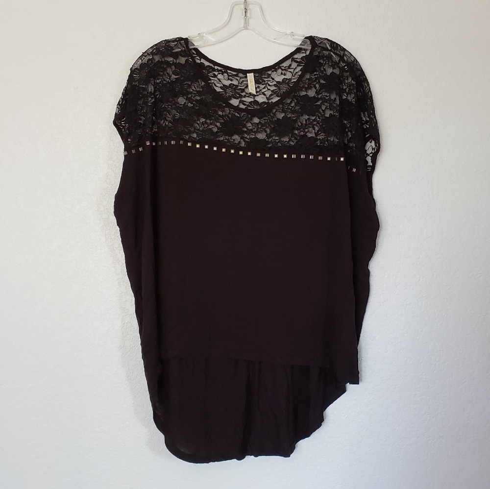 Black High Low Lace Top